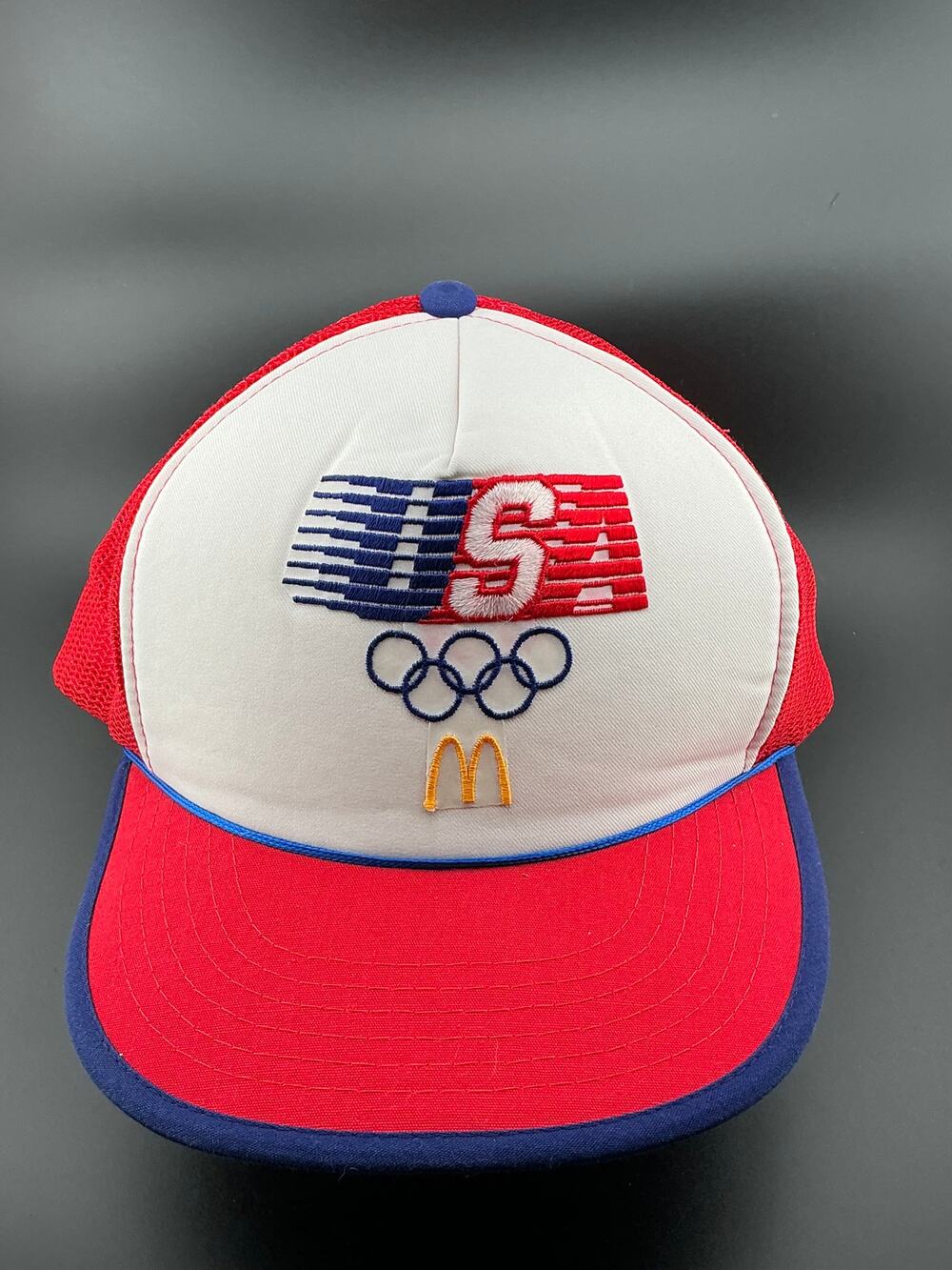 Vintage 1984 USA Olympics McDonald’s Snapback Trucker Hat Red White Blue